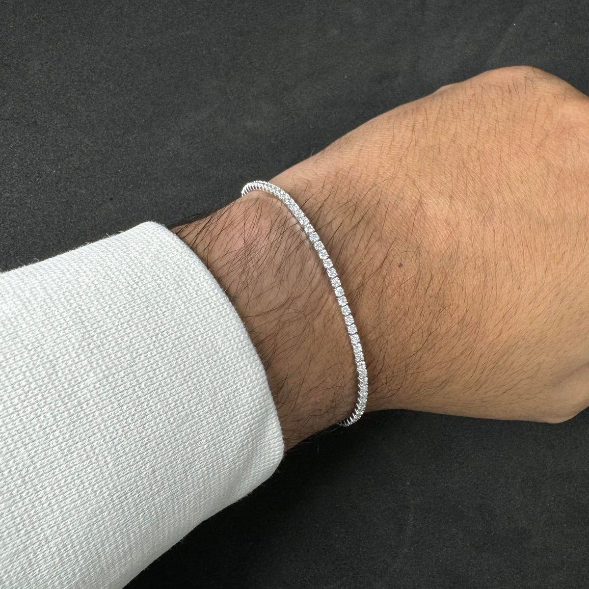 White zircon tennis bracelet
